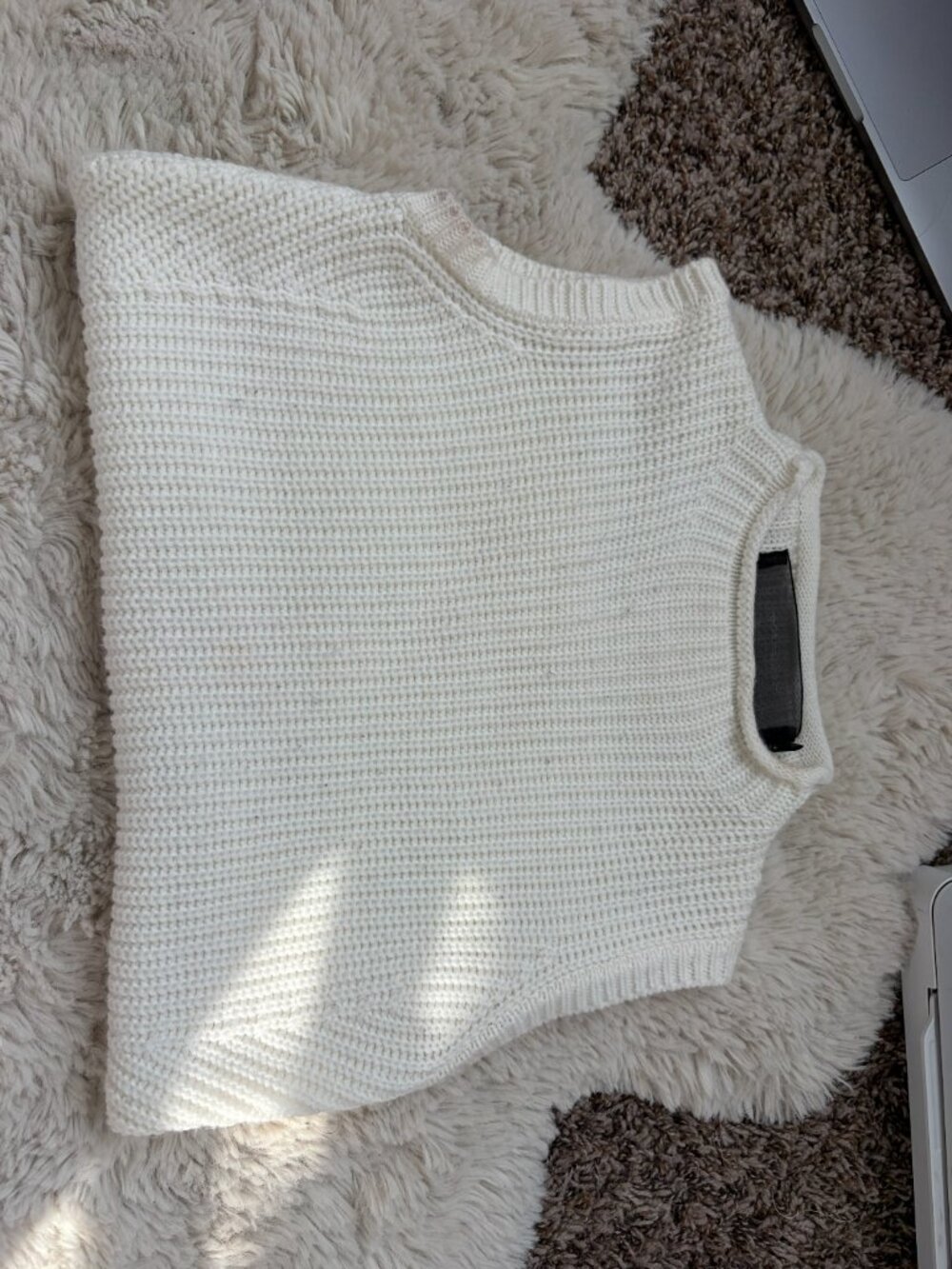 Zara Cream Knit Mock Neck Sweater Vest Sleeveless Top - Size S